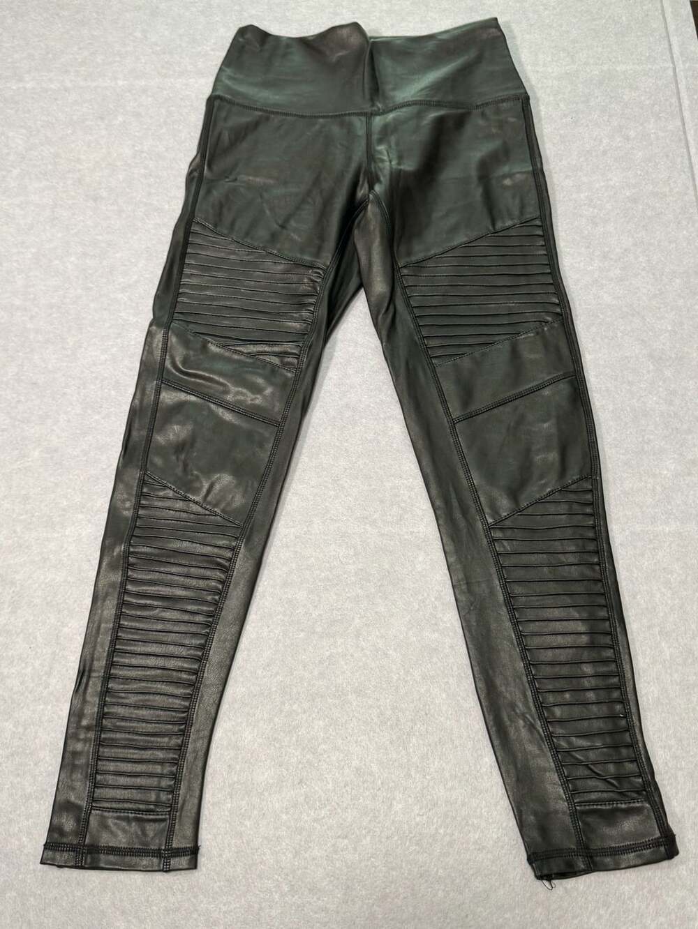 7 For All Mankind Faux Leather Leggings Size S Black Moto Pants
